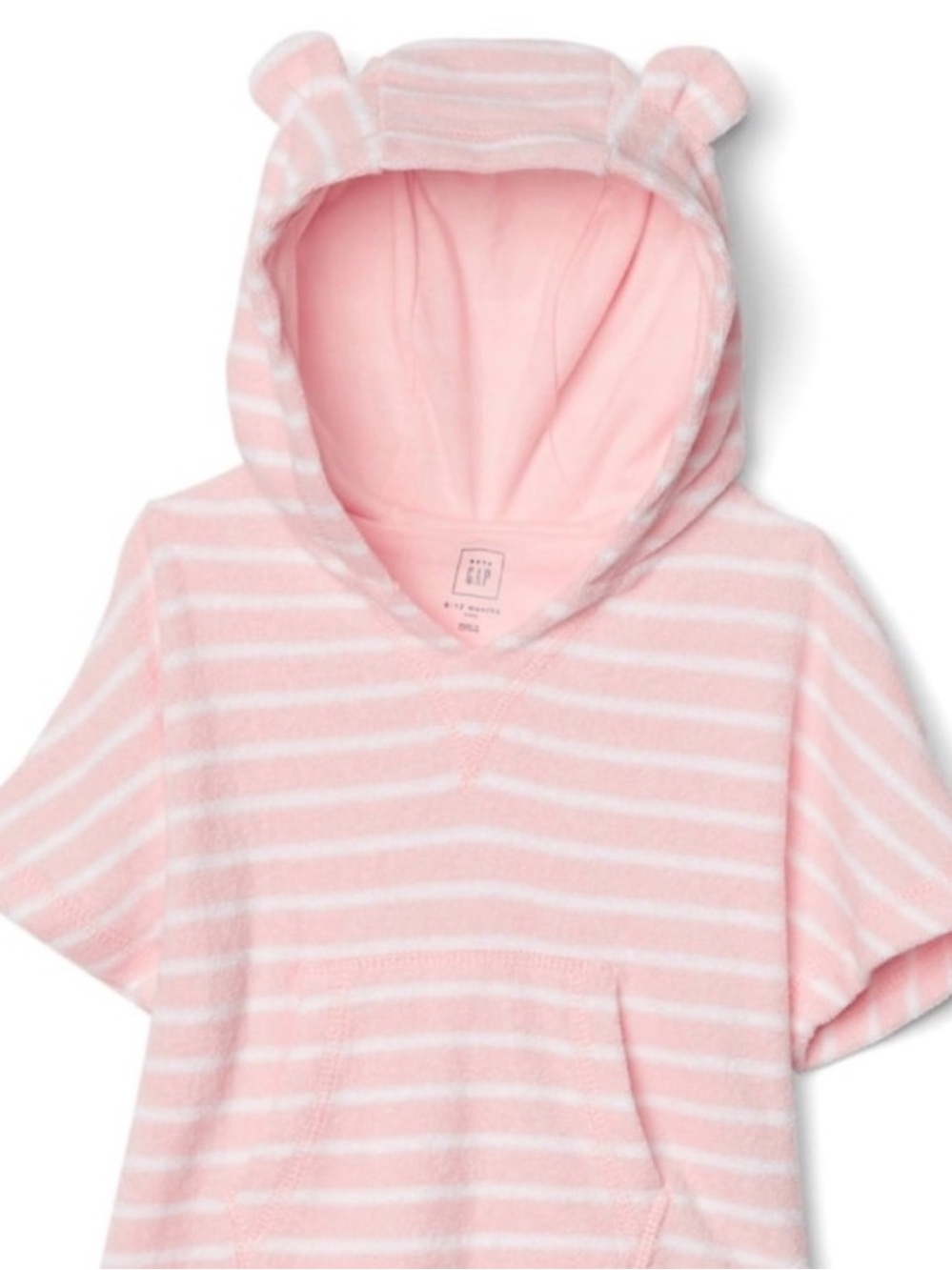 5/$25 Baby GAP Terry Cloth Pink Striped Hooded Pullover Swimsuit Cover-Up